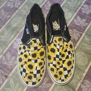 Vans Adult Sunflower Checkered Slip-On Sneakers - Black and Yellow